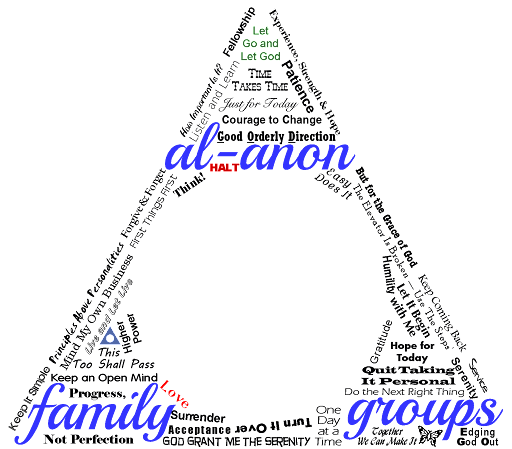 Las citas de Al-Anon que encajan forman el triángulo con un trasfondo transparente.